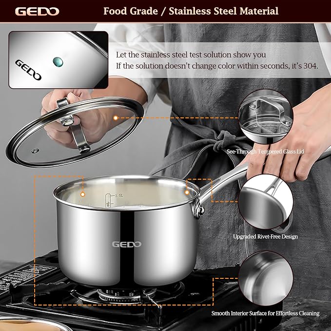 GEDO 3-Ply 304 Stainless Steel Saucepan - Image 4
