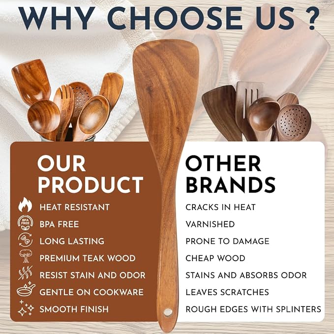 Teak Wooden Utensil Set 6-Piece - Image 4