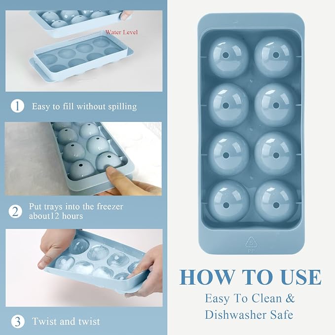 Round Ice Cube Trays for Freezer, 1.8 INCH x 8, Ice Ball Maker Mold | Round Ice - Image 7