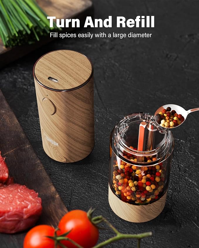 TOMEEM Upgraded Larger Capacity Electric Salt and Pepper Grinder Set - Image 5