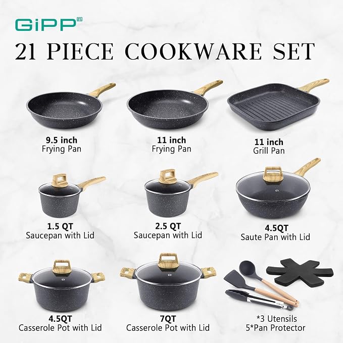 GiPP 21Psc Pots and Pans Set Non Stick - Image 2