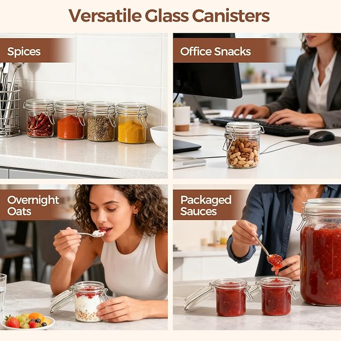 ComSaf 8oz Glass Jars with Airtight Lids, Bulk Cylindrical Jelly Jars - Image 7