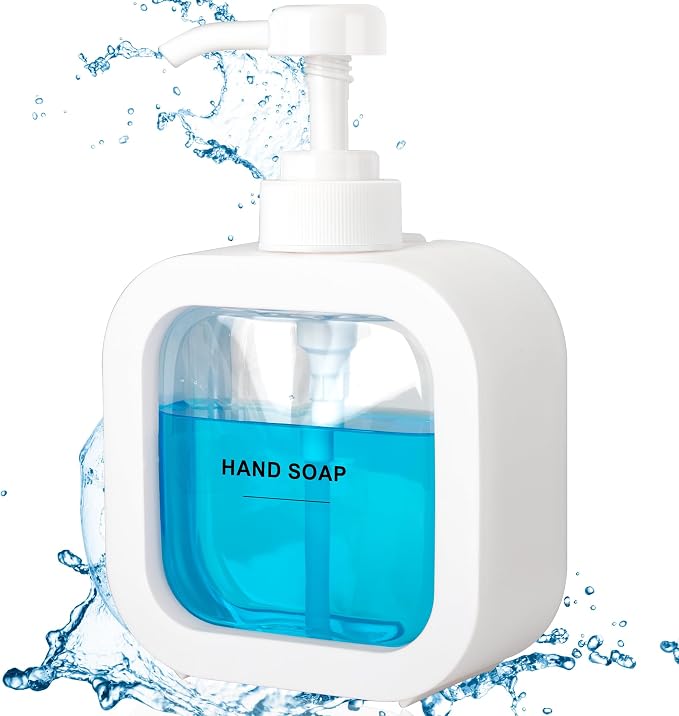 Modern Soap Dispenser for Bathroom and Kitchen Sink, Small Hand Soap Plastic by OneCocoa