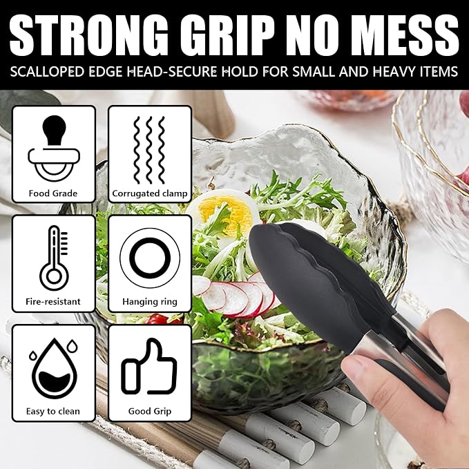 Kitchen Tongs with Silicone Tips, Kitchen Tongs, Cooking Tongs, Premium - Image 6
