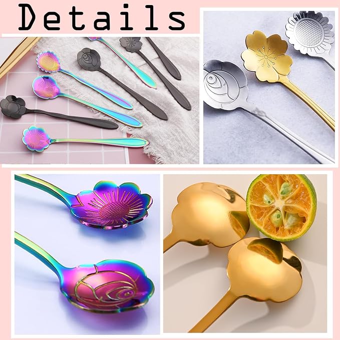 12 Pcs Flower Coffee Tea Spoons Set - Image 4