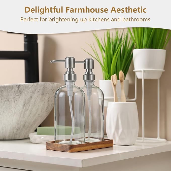Clear Glass Soap Dispenser Set - Image 6