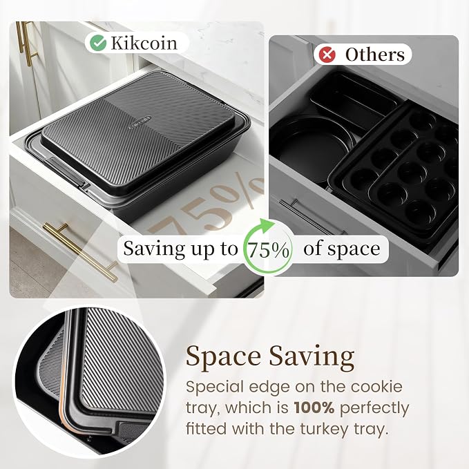 Kikcoin 25 PCS Stackable Baking Pans Set, Non-stick Bakeware Sets - Image 3