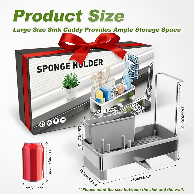 Ewaiira Stainless Steel Sink Caddy, Sponge Holder - Image 2