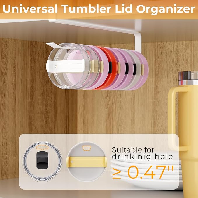 Quehun 2 PCS Tumbler Lid Organizers, Ample Lid Capacity Up to 30 Lids, No - Image 3