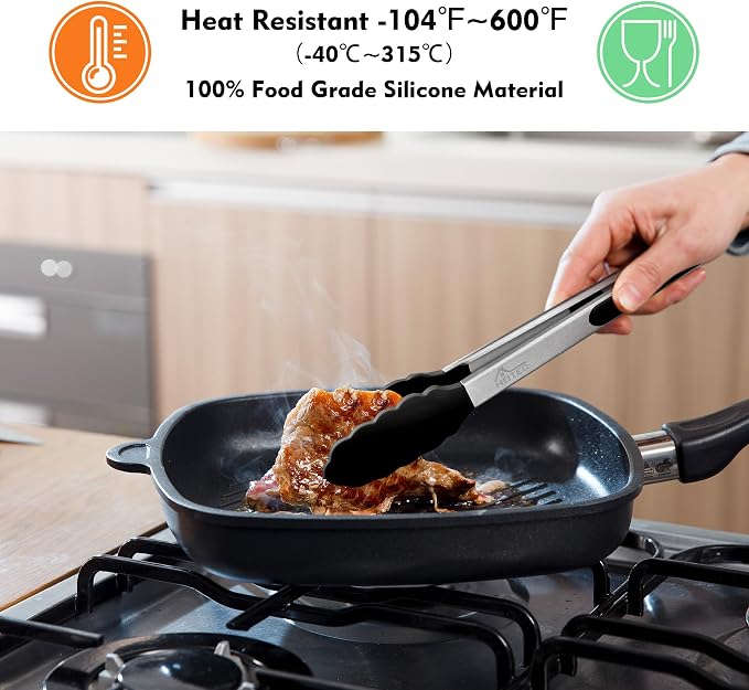 HOTEC Premium Stainless Steel Locking Kitchen Tongs - Image 2