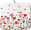 Valentines Day Dish Drying Mat for Kitchen Counter 18x16 Inch Green Red Heart by Trongr
