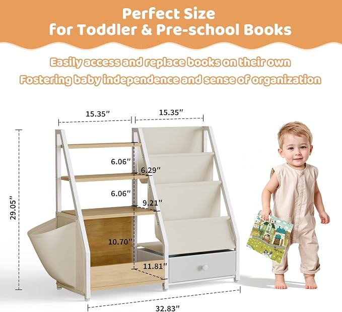 HAVLOTII Kids Bookshelf and Toy Storage - Image 2