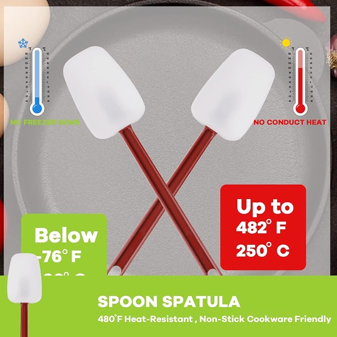 heffiso Silicone Rubber Spatula and Spoon Rubber Spatula Set of 3, High Heat - Image 3