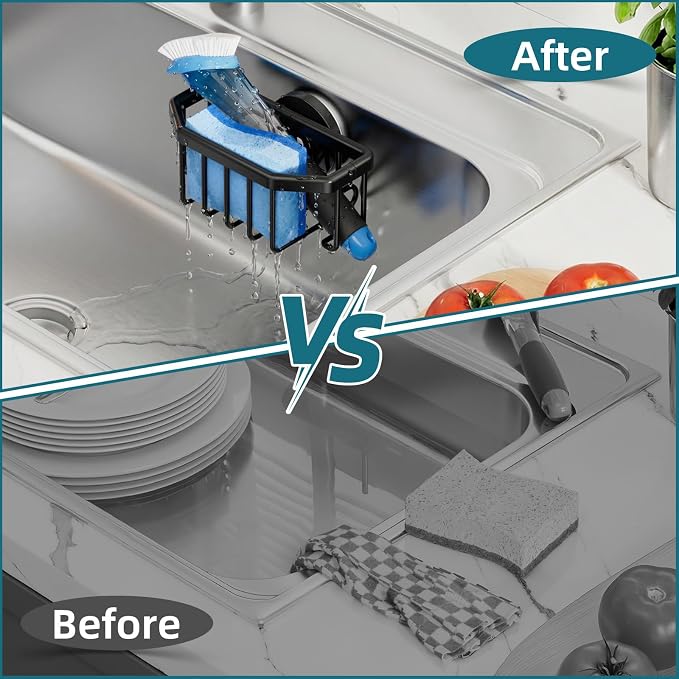 TAILI Sink Caddy with Strong Suction Cup, Sponge Holder - Image 8