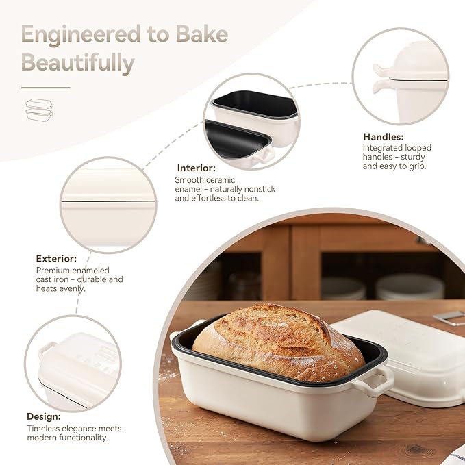 Enameled Cast Iron Dutch Oven for Sourdough Bread Baking, Dutch Oven Pot - Image 4