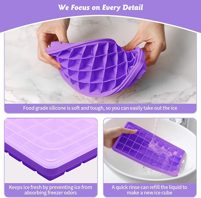 Silicone Ice Cube Tray with Leak-Proof Lid & Storage Bin - Image 5