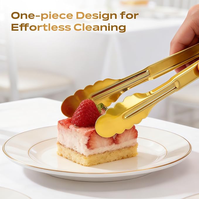 4 Pack Stainless Steel Serving Tongs, 9 Inch Gold Salad Tongs Serving Utensils - Image 5