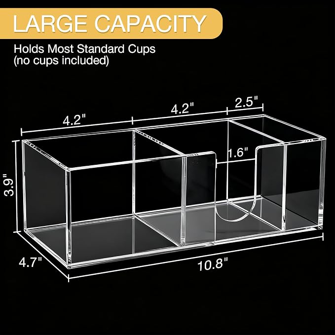 Acrylic Cup Holder for Countertop, 3 Slots Acrylic Coffee Bar Accessories and - Image 2
