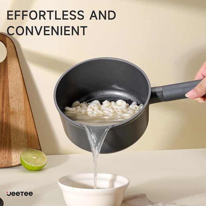 JEETEE Titanium Sauce Pan with Lid, 1.5 QT Non Stick Cooking Pots, Oven & - Image 6