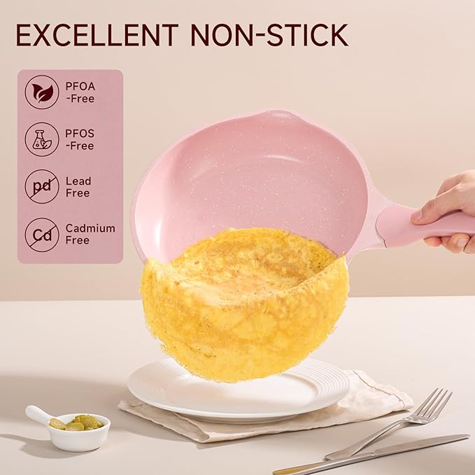 JEETEE Pink Pots and Pans Set Nonstick 23pcs, Healthy Kitchen Cookware Sets - Image 3