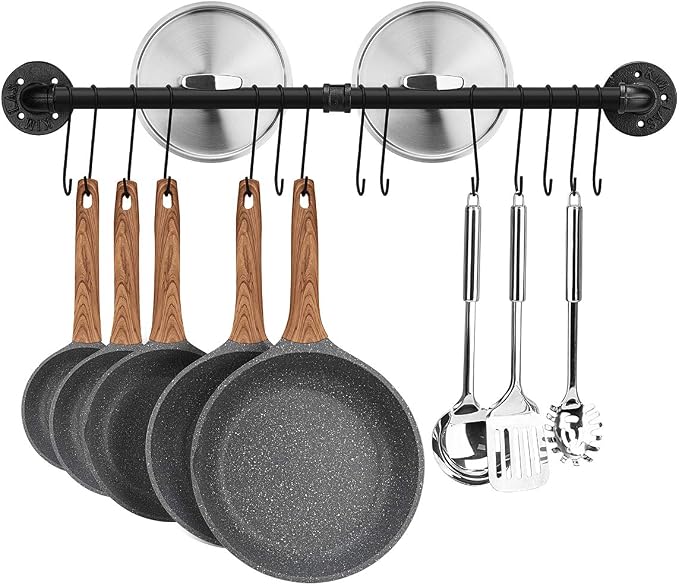 Toplife 31.5 inch Pot Rack, Kitchen Wall Mounted Detachable Pan Lid Utensils by Toplife