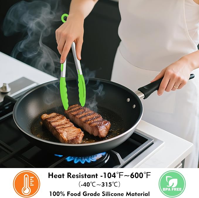 Hotec Silicone Kitchen Tongs for Cooking 9-Inch Serving Tongs - Image 4