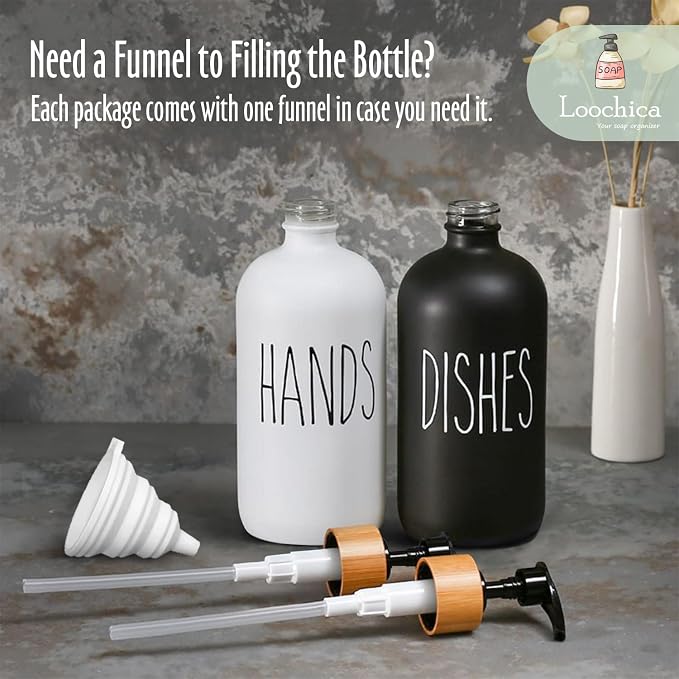 LOOCHICA 2 Pack Glass Soap Dispenser Set, Hand and Dish Glass Soap Dispensers - Image 9