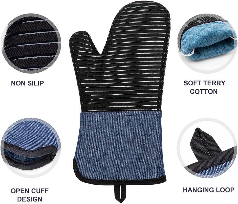 Yutat Oven Mitts, Pot Holders Set of 4 Made with Pure Cotton and Food