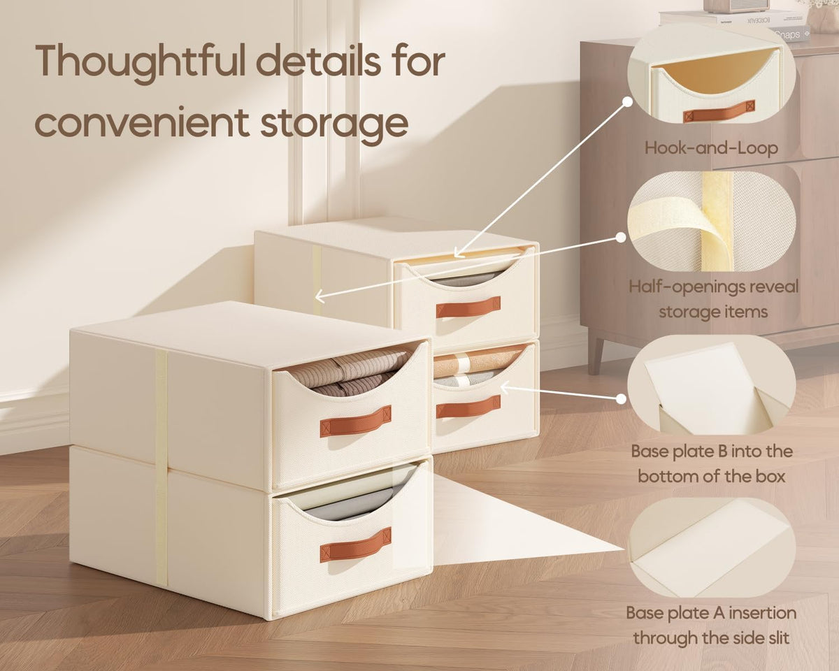 Stackable Storage Drawers - Large Collapsible Storage Bins with