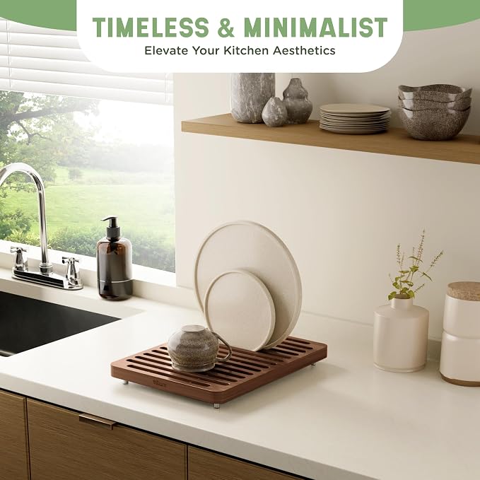 NIUM Stone Drying Mat for Kitchen Counter & Bamboo Rack - Image 6