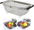 AJIODA Over The Sink Colander, 4 Quarts Stainless Steel Oval Colander by AJIODA