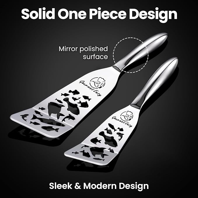 Stainless Steel Fish Spatula Set – Funky Fish Edition, 1 Large Fish Turner + 1 - Image 5