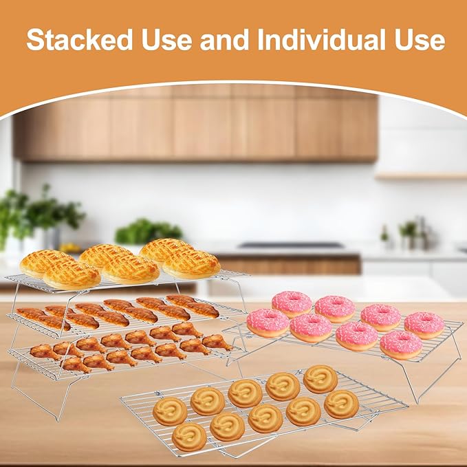 Cooling Rack for Baking 3 Tiers, Stainless Steel Baking Cooking Cooling Racks - Image 7