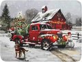 Christmas Red Truck Dish Drying Mat by Aytipun