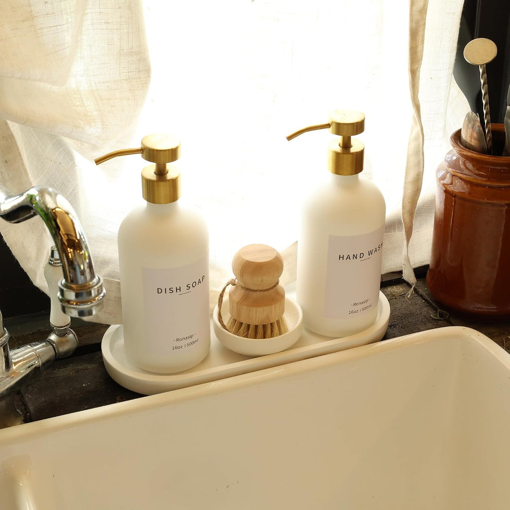 Set of 5 Kitchen Soap Dispenser Set 16 Oz Glass Hand Dish Soap