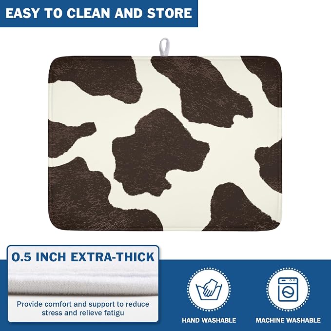 Milk Cow Drying Mat 24x18 Inch, Cattle Fur Farmhouse Dish Drainer Mats Summer - Image 5