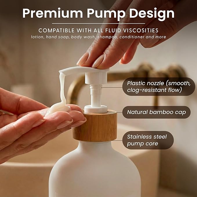MaisoNovo Glass Soap Dispenser Bathroom Set of 2-16.9 oz Bathroom Soap - Image 5