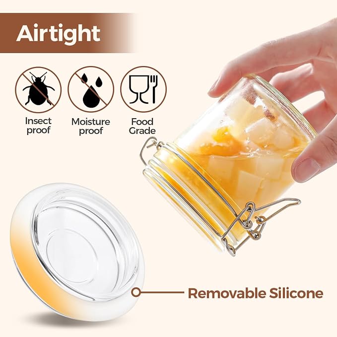 ComSaf 8oz Glass Jars with Airtight Lids, Bulk Cylindrical Jelly Jars - Image 4