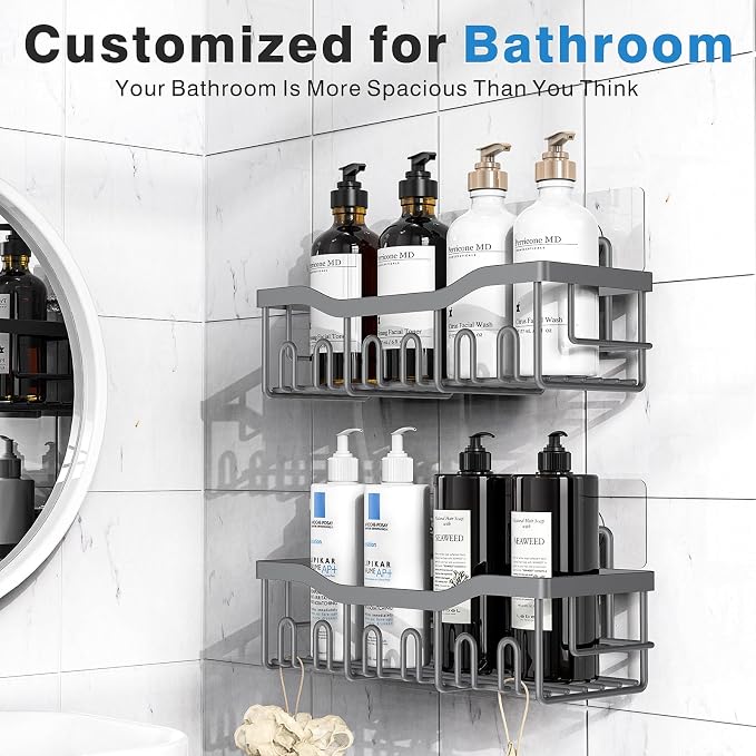 EUDELE Shower Caddy 2 Pack, Adhesive Shower Organizer - Image 2