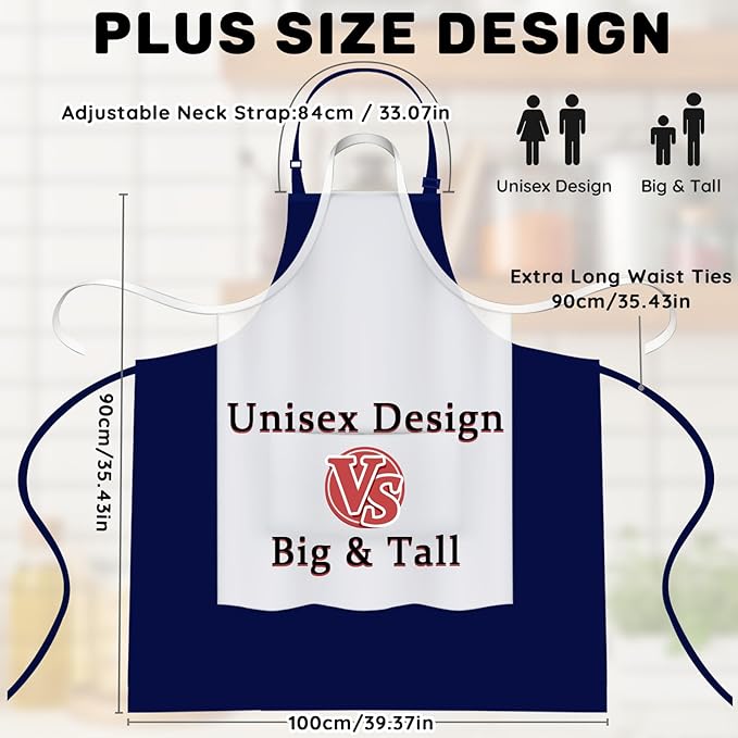 2 Pcs Plus Size Chef Apron, Unisex Professional Apron - Image 3