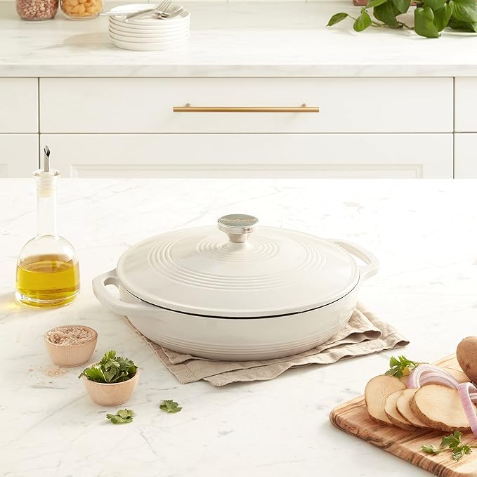 Lodge 3.6 Quart Enameled Cast Iron Round Casserole - Image 2