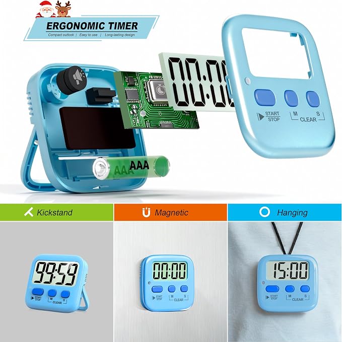 Antonki 2 Pack Digital Timer for Kids, Magnetic Countdown Kitchen Timers for - Image 5