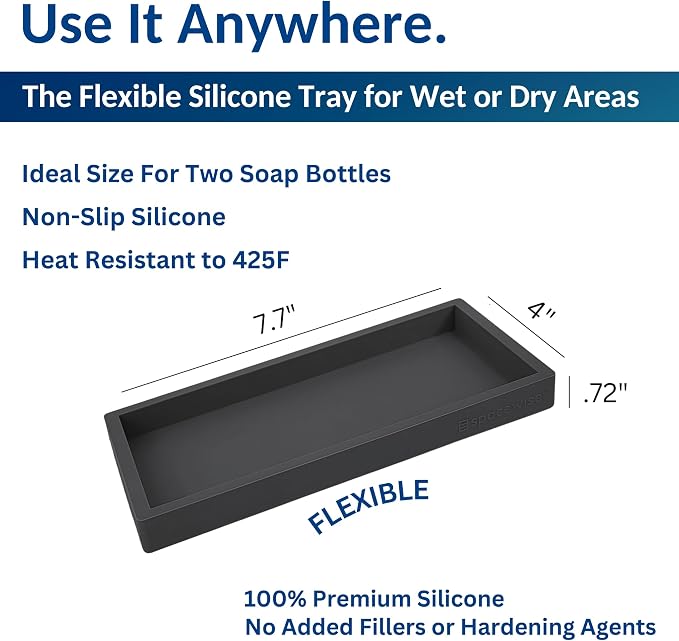 Spacewiser Countertop and Vanity Tray – Small 7.7” Silicone Tray, Soap - Image 3