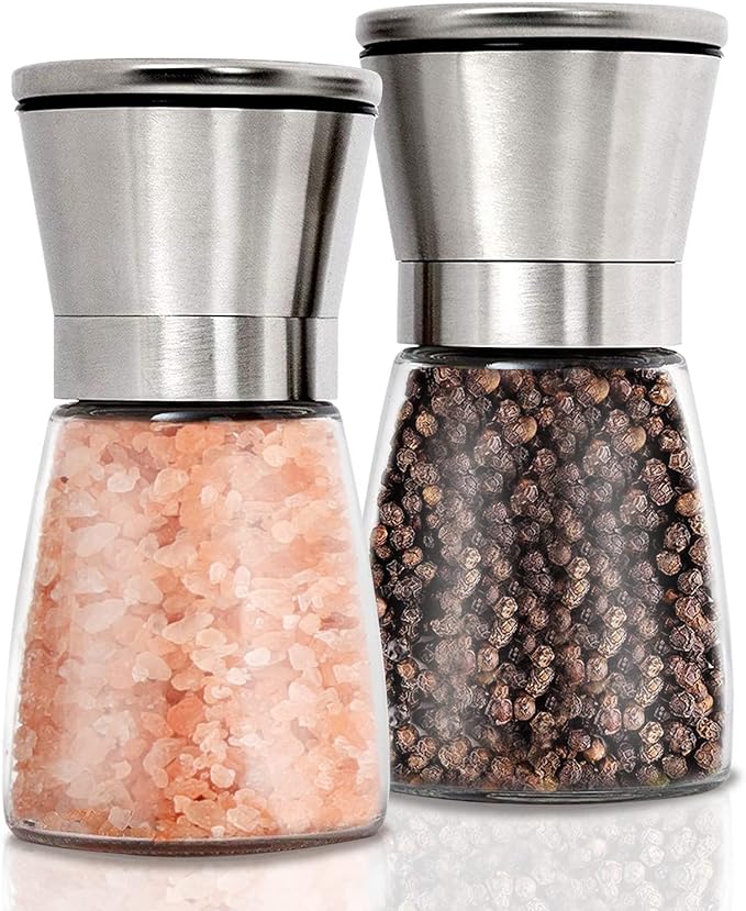 Gulex® Salt and Pepper Grinder Set Pepper Mill, Sea Salt Shaker Refillable by Gulex