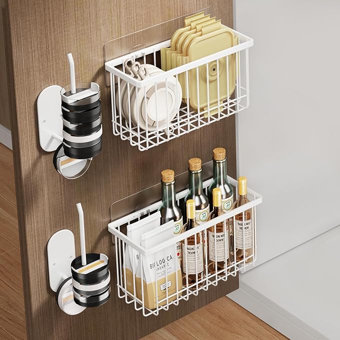 Mustorn 4 Pack Adhesive Cabinet Door Organizer, Lid Organizers Inside Cabinet by MUSTORN