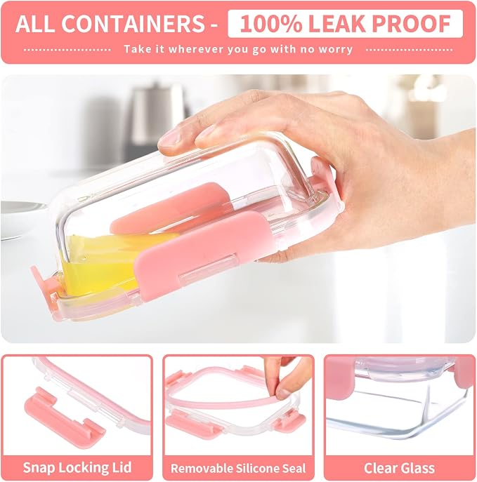 GULFLIN Small Glass Food Storage Containers 12 Pack-12oz Glass Containers - Image 4