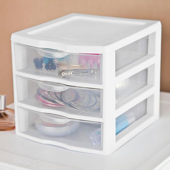 Sterilite Clearview Plastic Multipurpose Small 3 Drawer Desktop Storage - Image 7