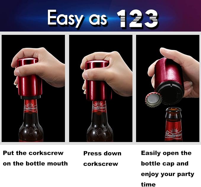 Stocking Stuffers Gift for Dad Mom, YUDANSI Push Down Bottle Opener, Automatic - Image 3