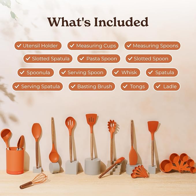 Silicone Kitchen Utensils Set & Holder: Cooking Utensils Set - Image 2