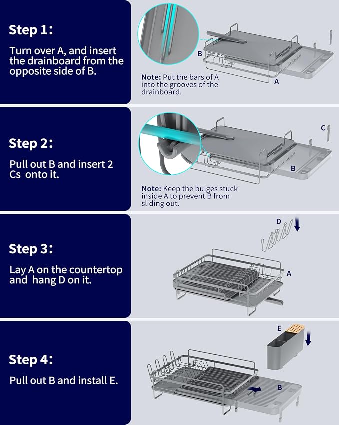 Kitsure Extendable Dish Drying Rack, Large Drying Dish Rack - Image 6